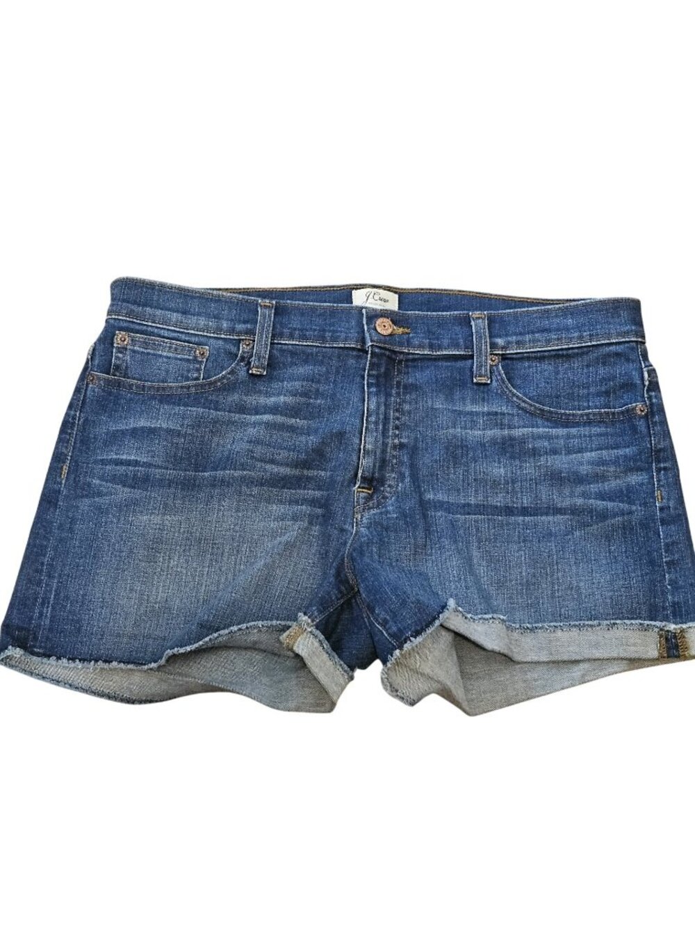 J.Crew Denim Jean Shorts Medium Wash Rolled Hem Size 32 3" Inseam New